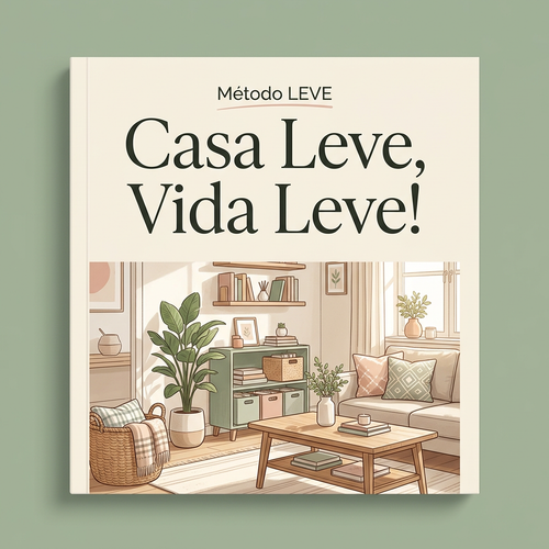 Capa Casa Leve, Vida Leve! Método LEVE, com ilustração de uma casa organizada em tons suaves.